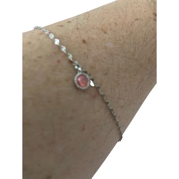 Silver tone chain anklet with pink Charm - Picture 1 of 4
